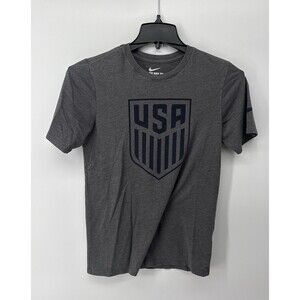 Nike Men's USA Soccer Crest Short Sleeve T-Shirt Gray Size Small Athletic Cut